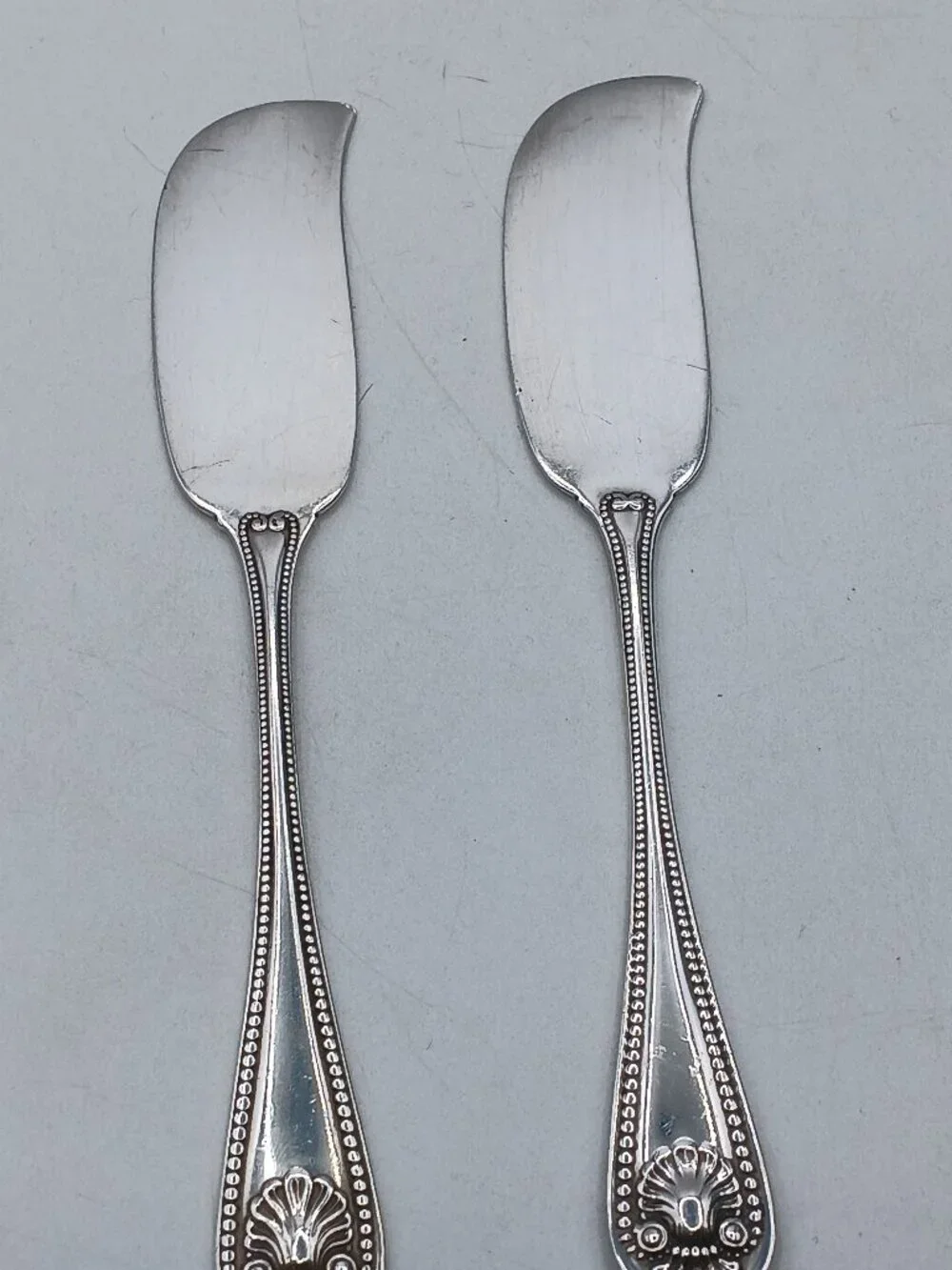 Whiting Sterling 2 Individual Butter Pats Bead Pattern 5 1/2 34 Gr